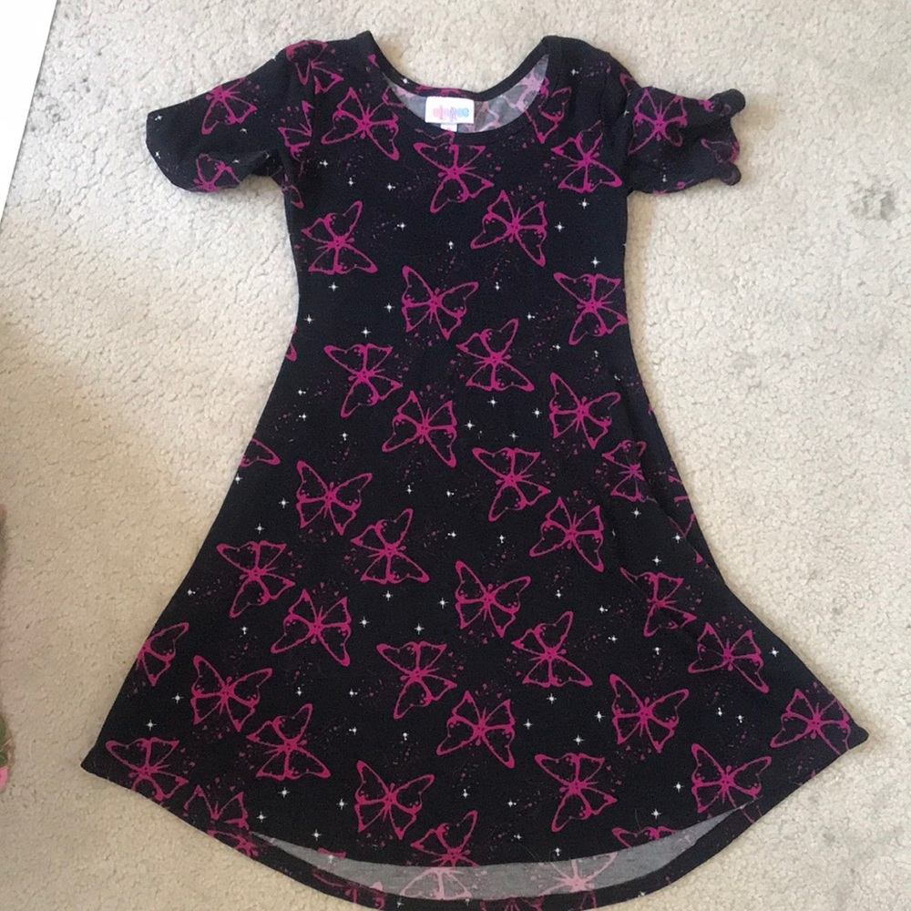 LuLaRoe Adeline dress, size 6, black with pink butterflies